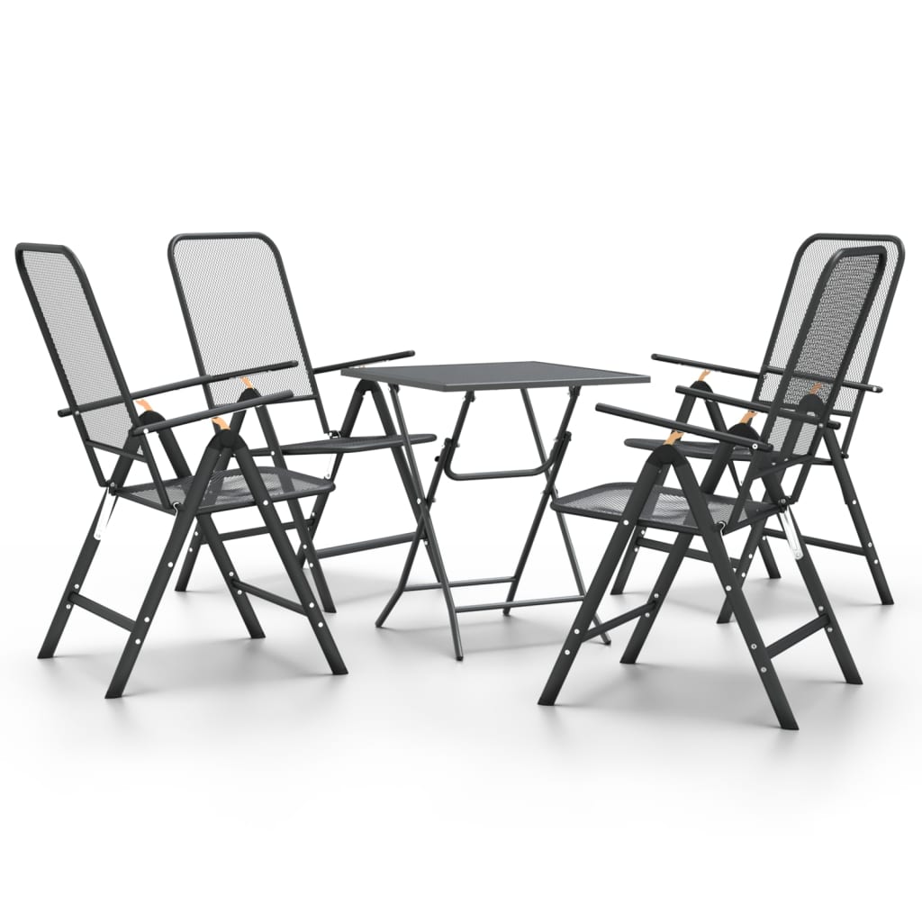 Ensemble à manger de jardin 5 pcs Maille Métal Anthracite