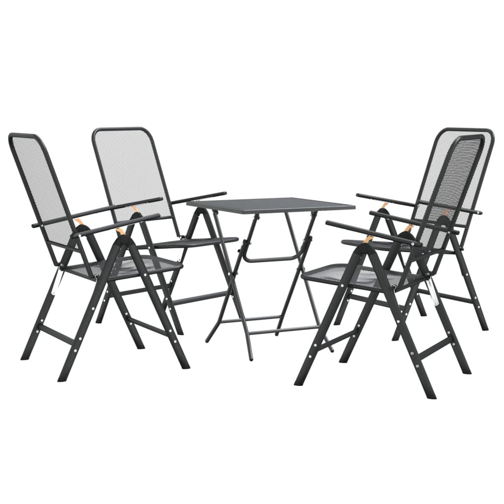 Ensemble à manger de jardin 5 pcs Maille Métal Anthracite