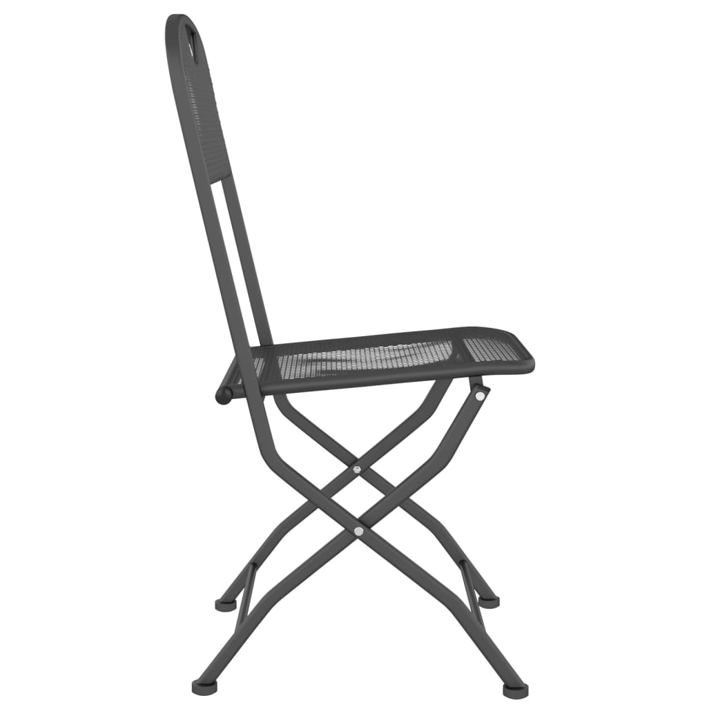 Ensemble à manger de jardin 3 pcs Maille Métal Anthracite