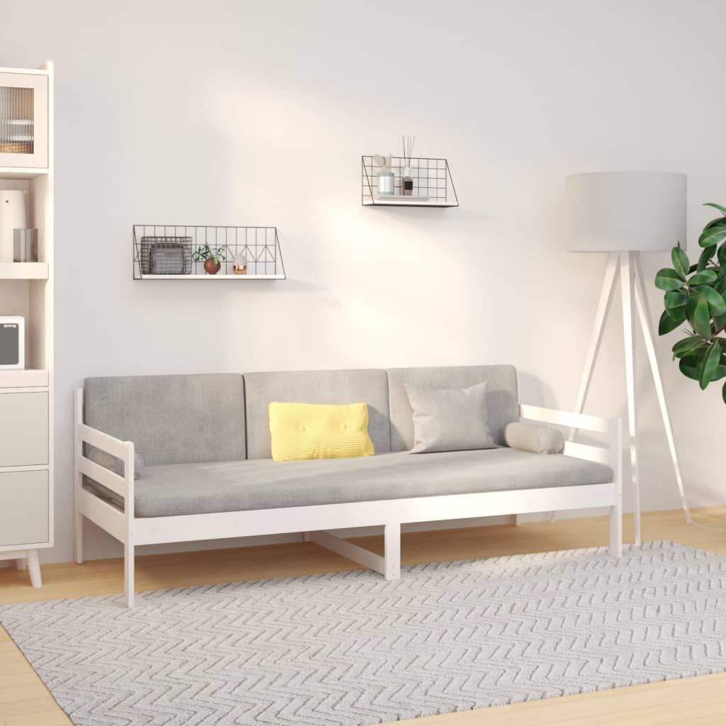Lit de jour sans matelas blanc 90x190 cm bois de pin massif - XIOS