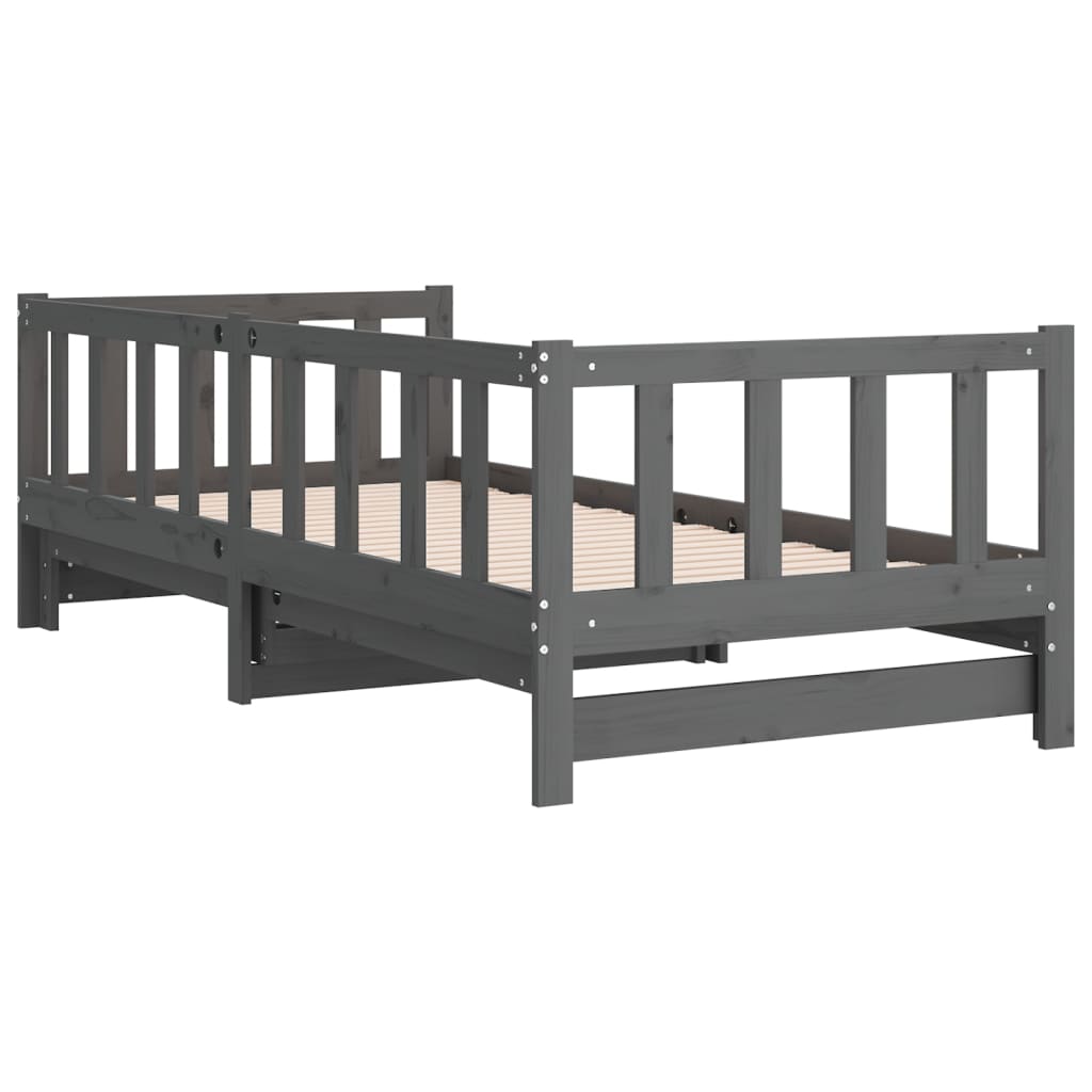 Lit coulissant sans matelas gris 2x(90x190) cm - XIOS