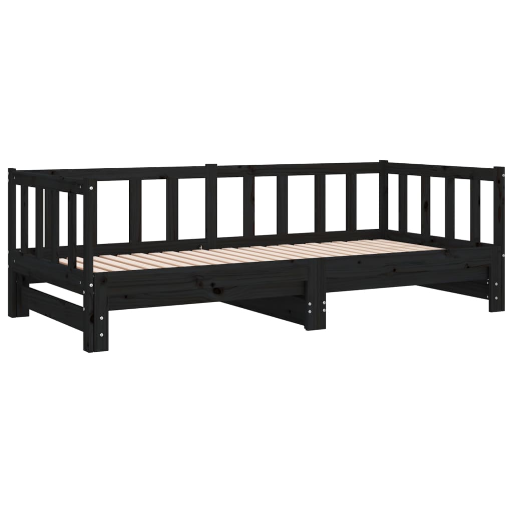 Lit coulissant sans matelas noir 2x(90x190) cm - XIOS