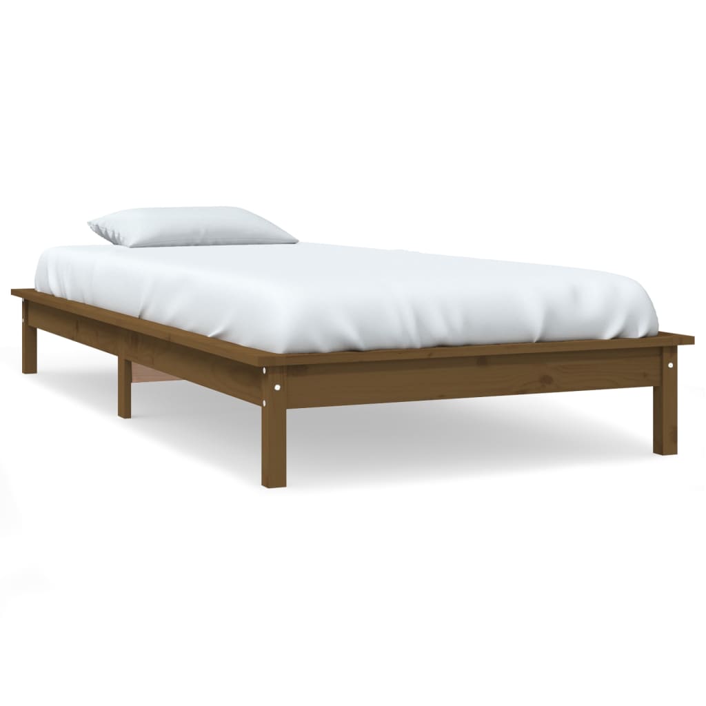Cadre de lit sans matelas marron miel 90x200 cm bois massif - XIOS