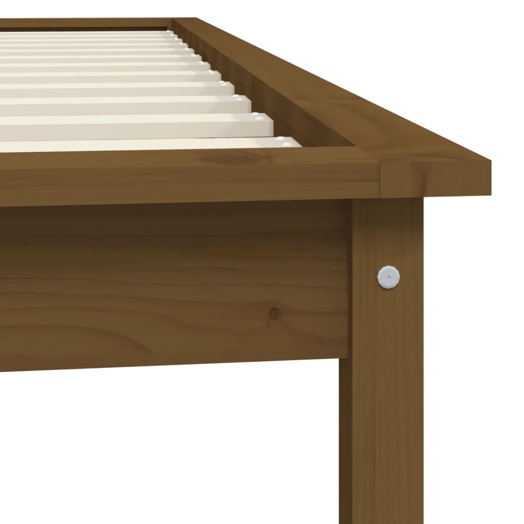 Cadre de lit sans matelas marron miel 90x200 cm bois massif - XIOS