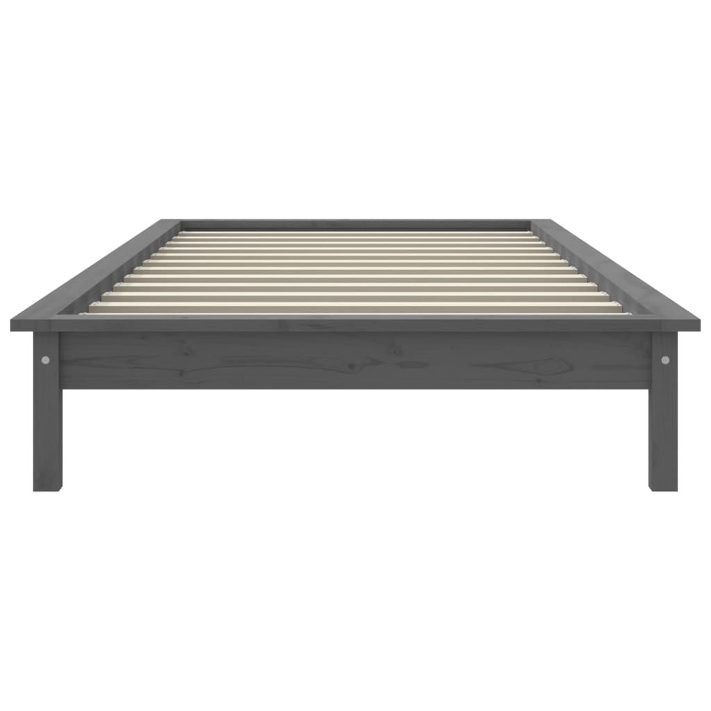 Cadre de lit sans matelas gris 100x200 cm bois massif - XIOS