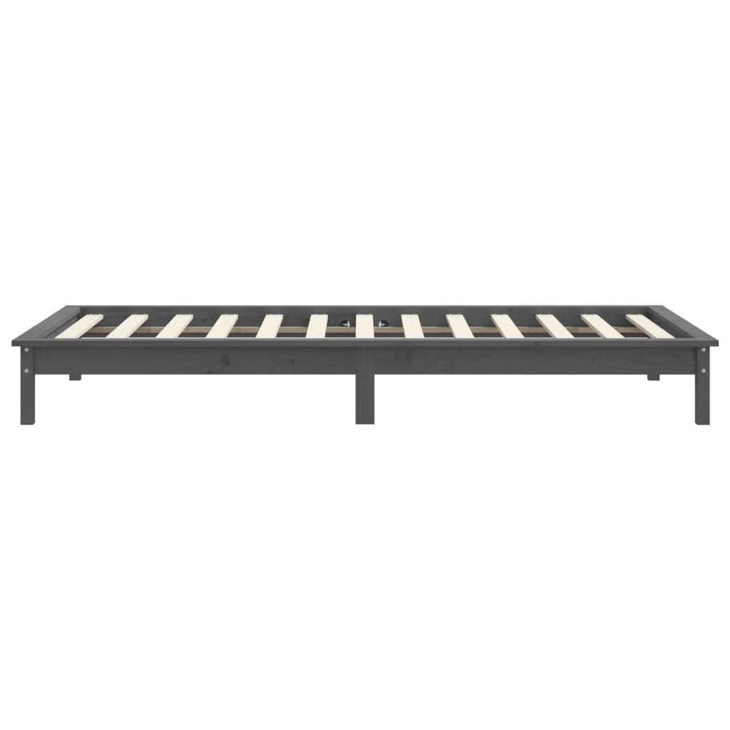 Cadre de lit sans matelas gris 100x200 cm bois massif - XIOS