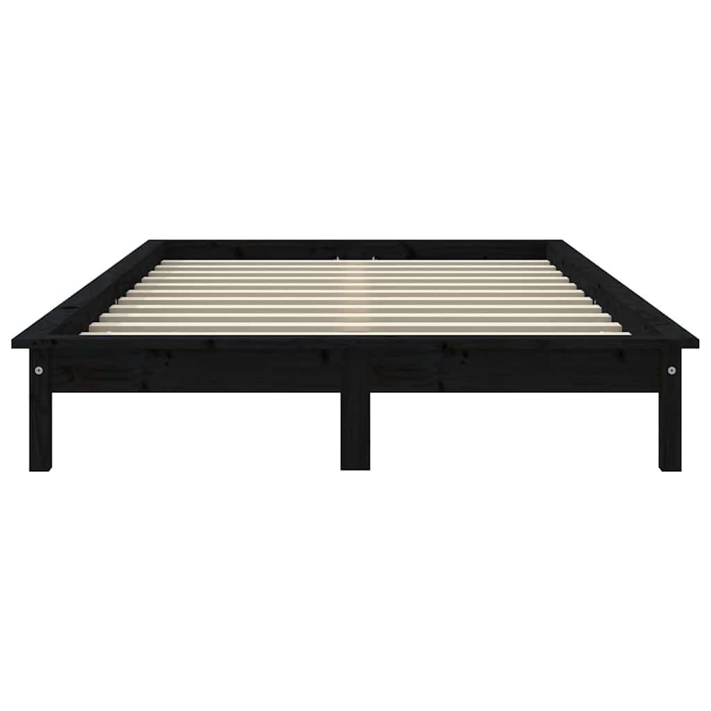 Cadre de lit sans matelas noir 120x200 cm bois massif - XIOS