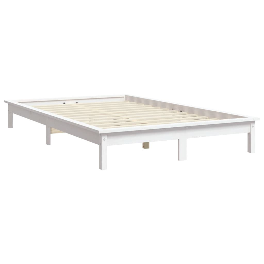 Cadre de lit sans matelas blanc 140x200 cm bois massif - XIOS