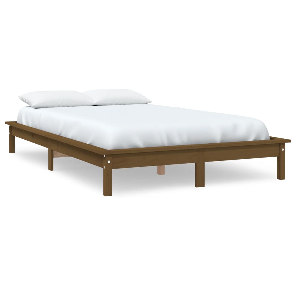 Cadre de lit sans matelas marron miel 140x200 cm bois massif - XIOS