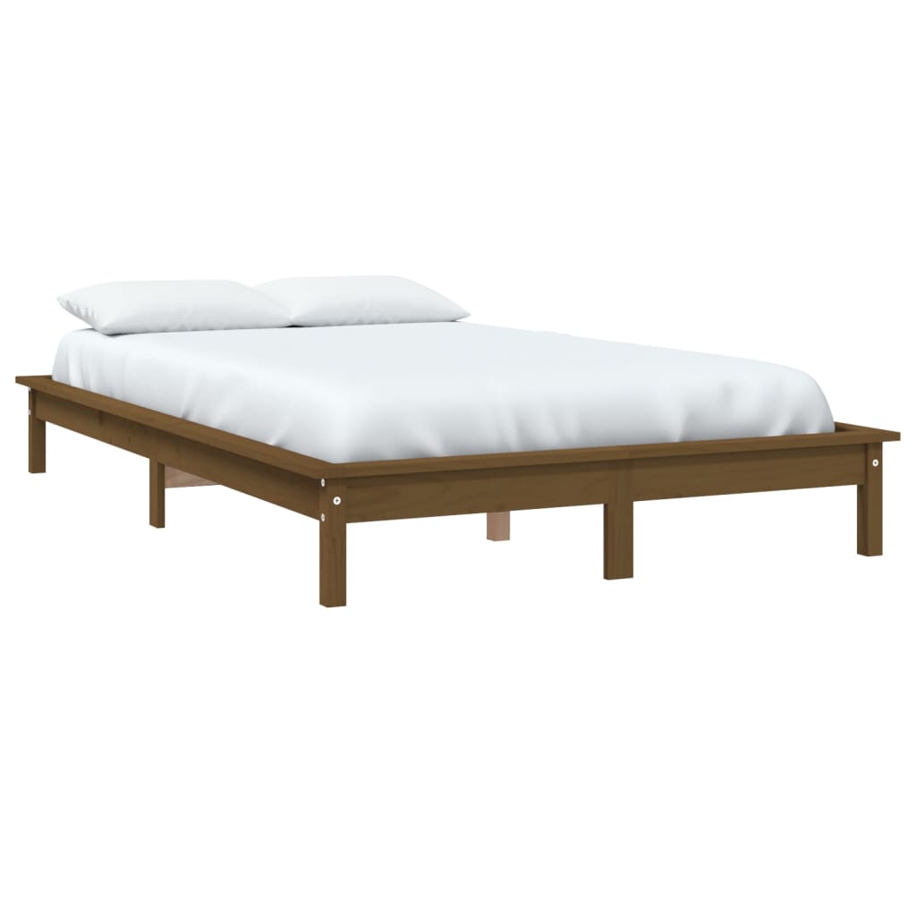 Cadre de lit sans matelas marron miel 140x200 cm bois massif - XIOS