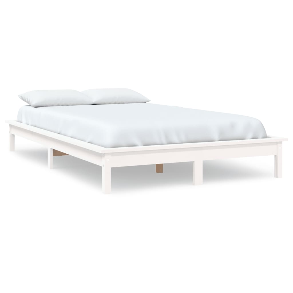 Cadre de lit sans matelas blanc 160x200 cm bois massif - XIOS