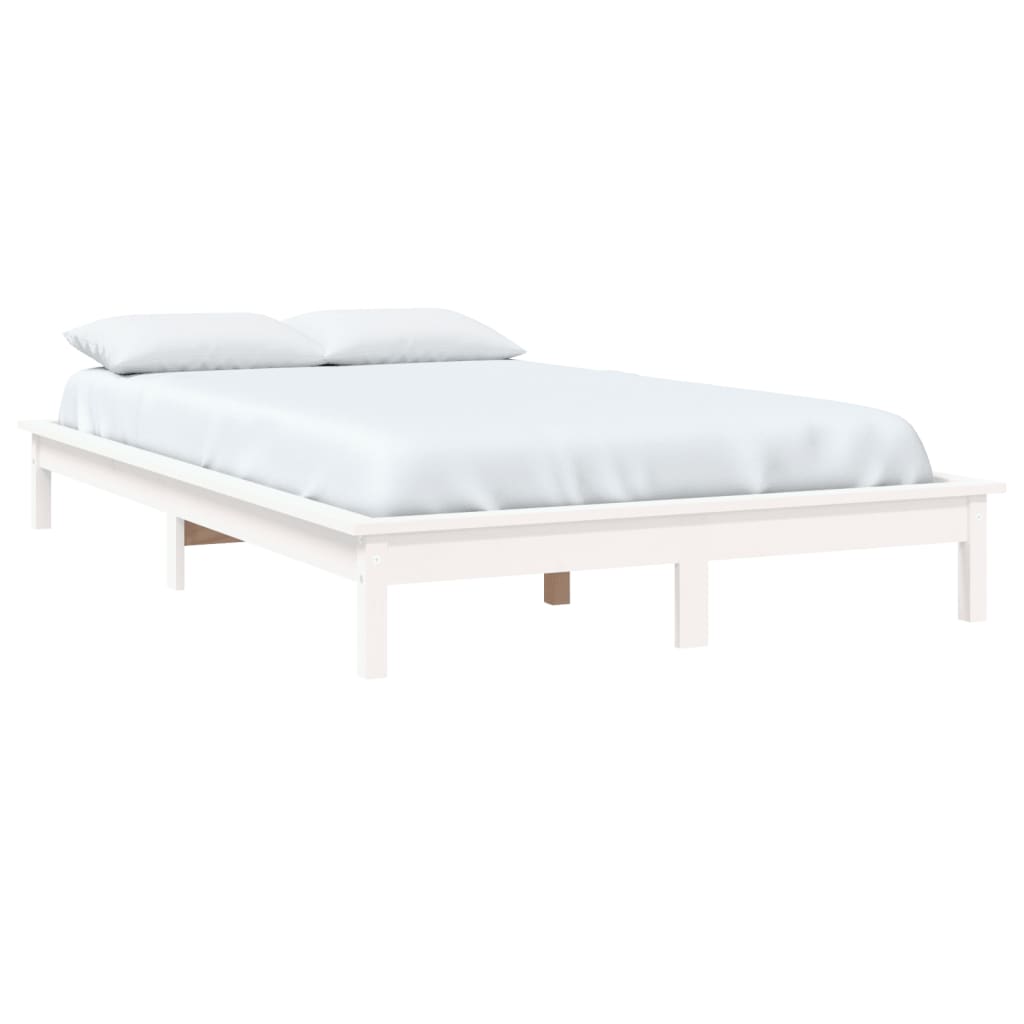 Cadre de lit sans matelas blanc 160x200 cm bois massif - XIOS