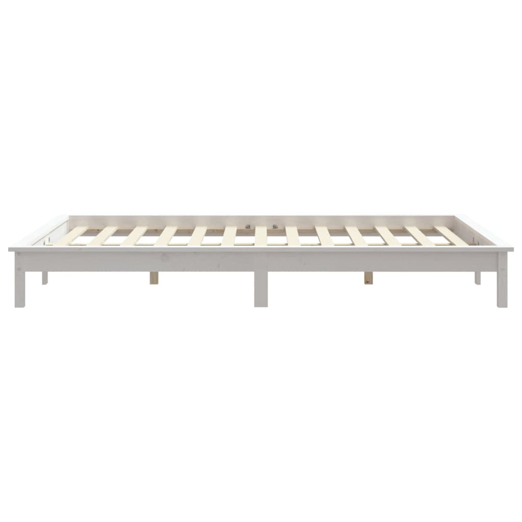 Cadre de lit sans matelas blanc 160x200 cm bois massif - XIOS