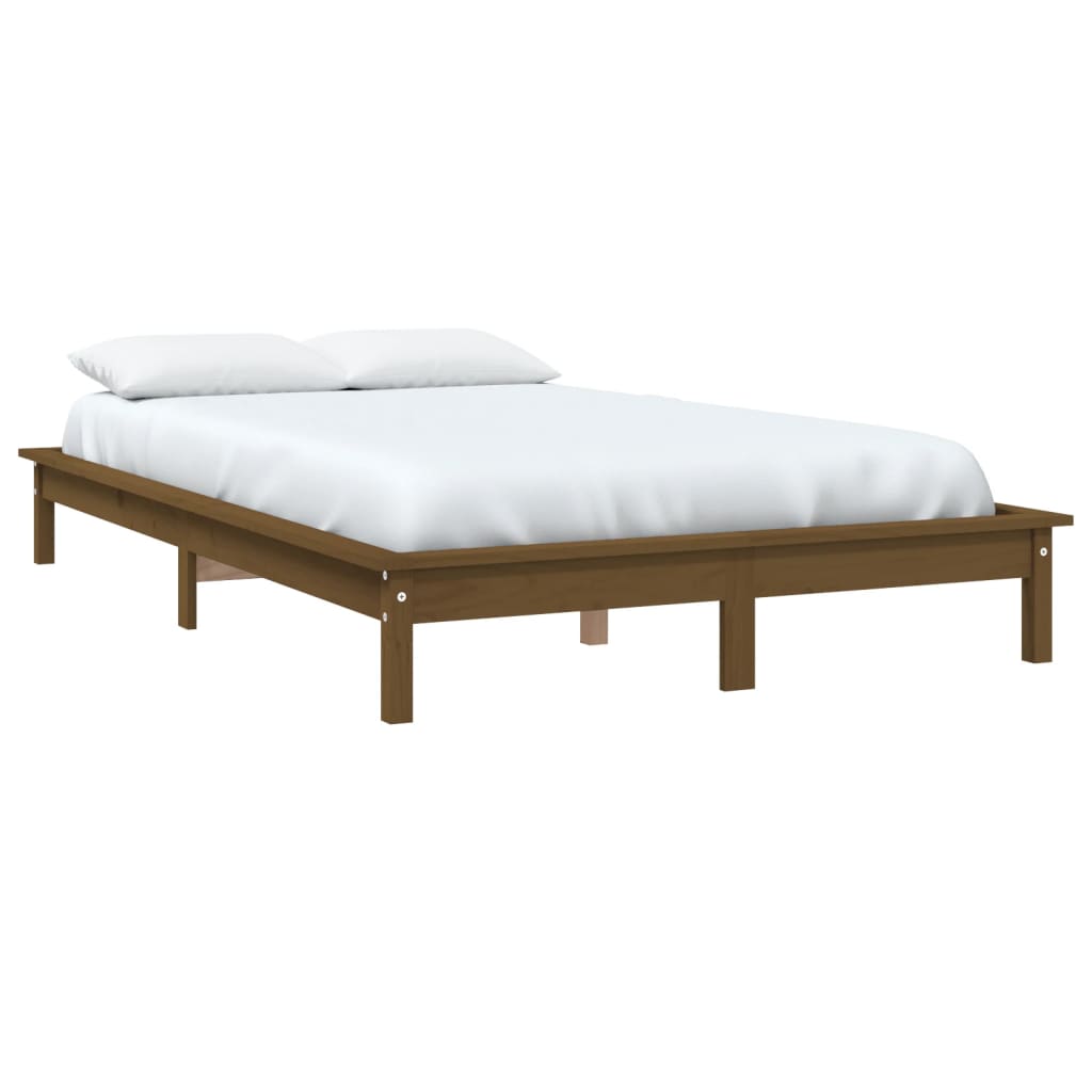 Cadre de lit sans matelas marron miel 160x200 cm bois massif - XIOS