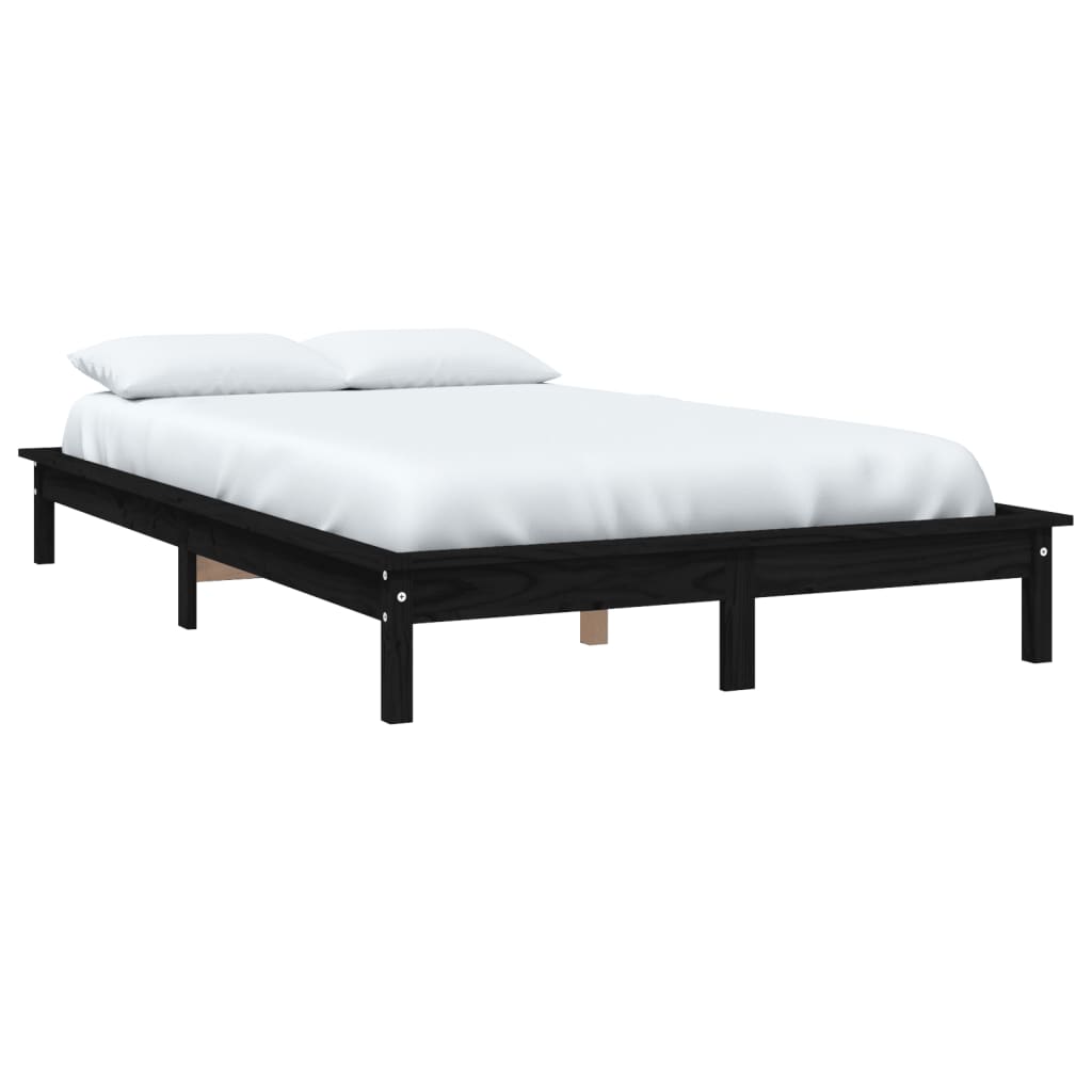 Cadre de lit sans matelas noir 160x200 cm bois massif - XIOS