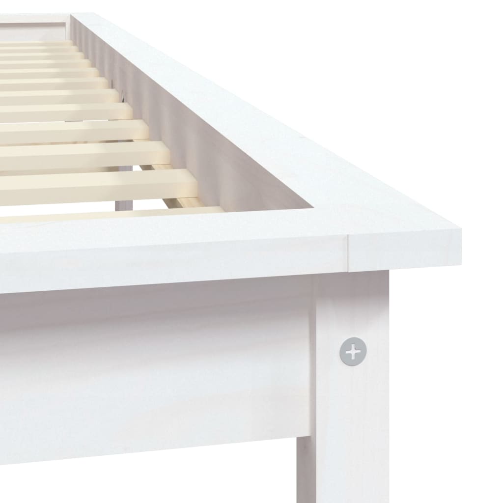 Cadre de lit sans matelas blanc bois massif - XIOS