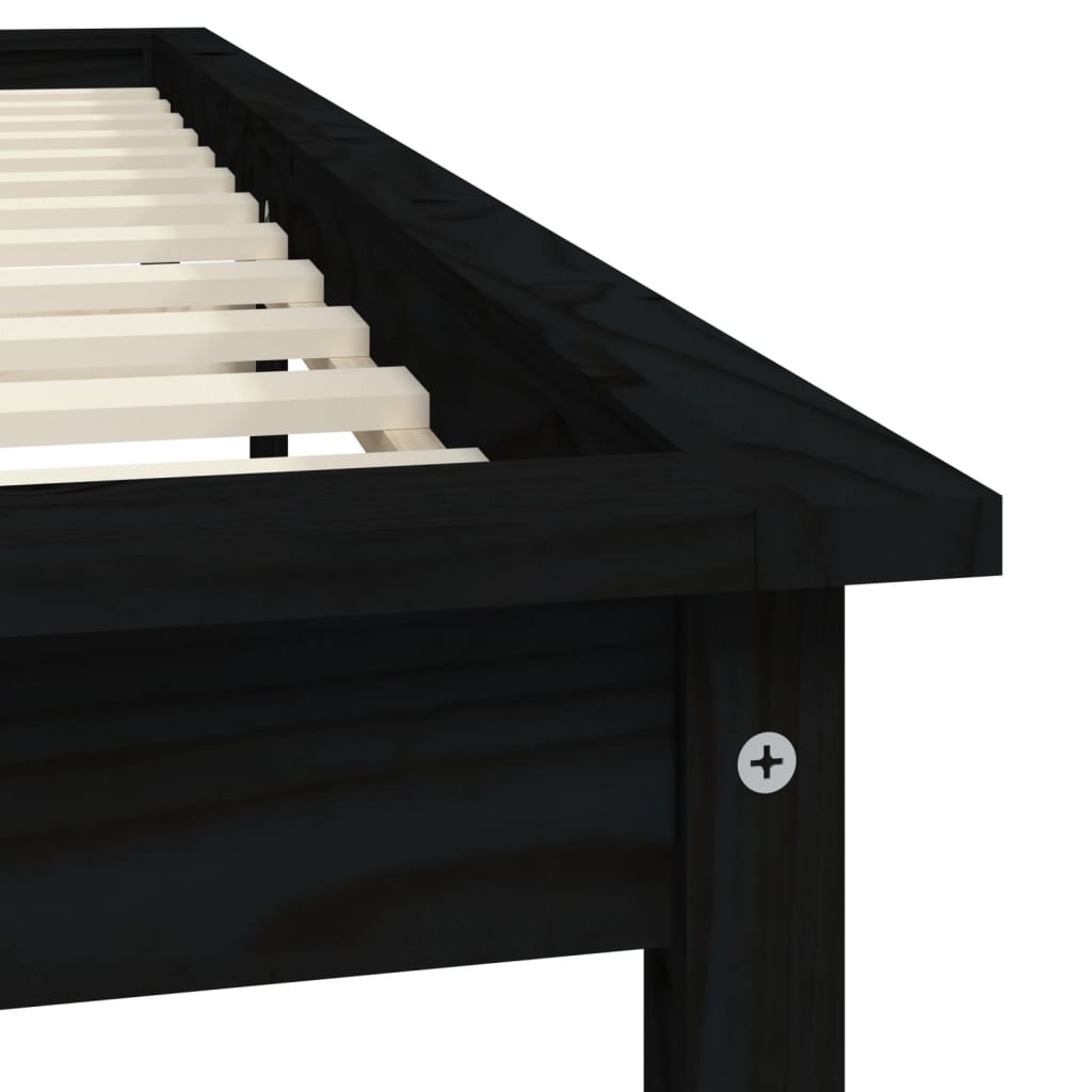 Cadre de lit sans matelas noir bois massif - XIOS