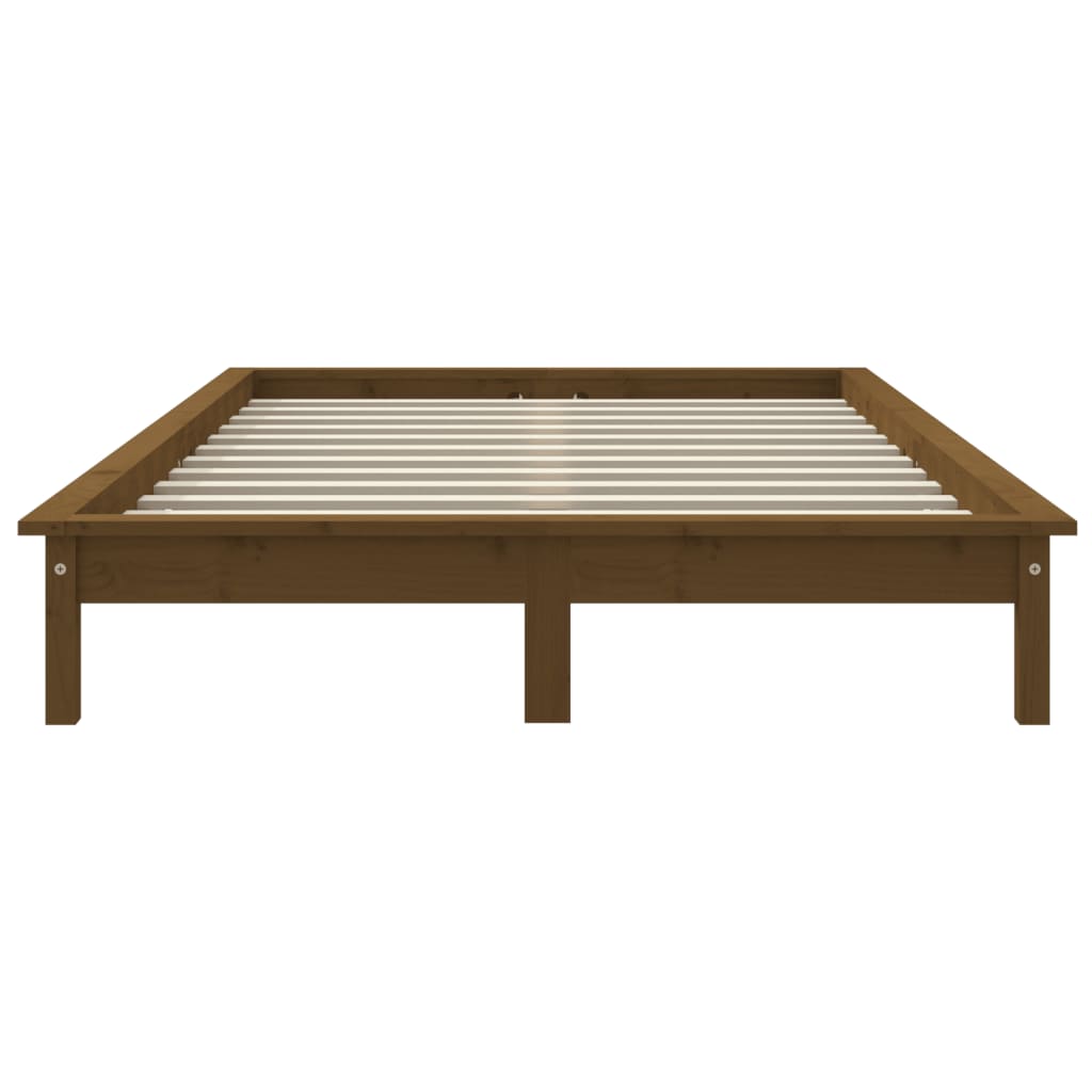 Cadre de lit sans matelas marron miel 200x200 cm bois massif - XIOS