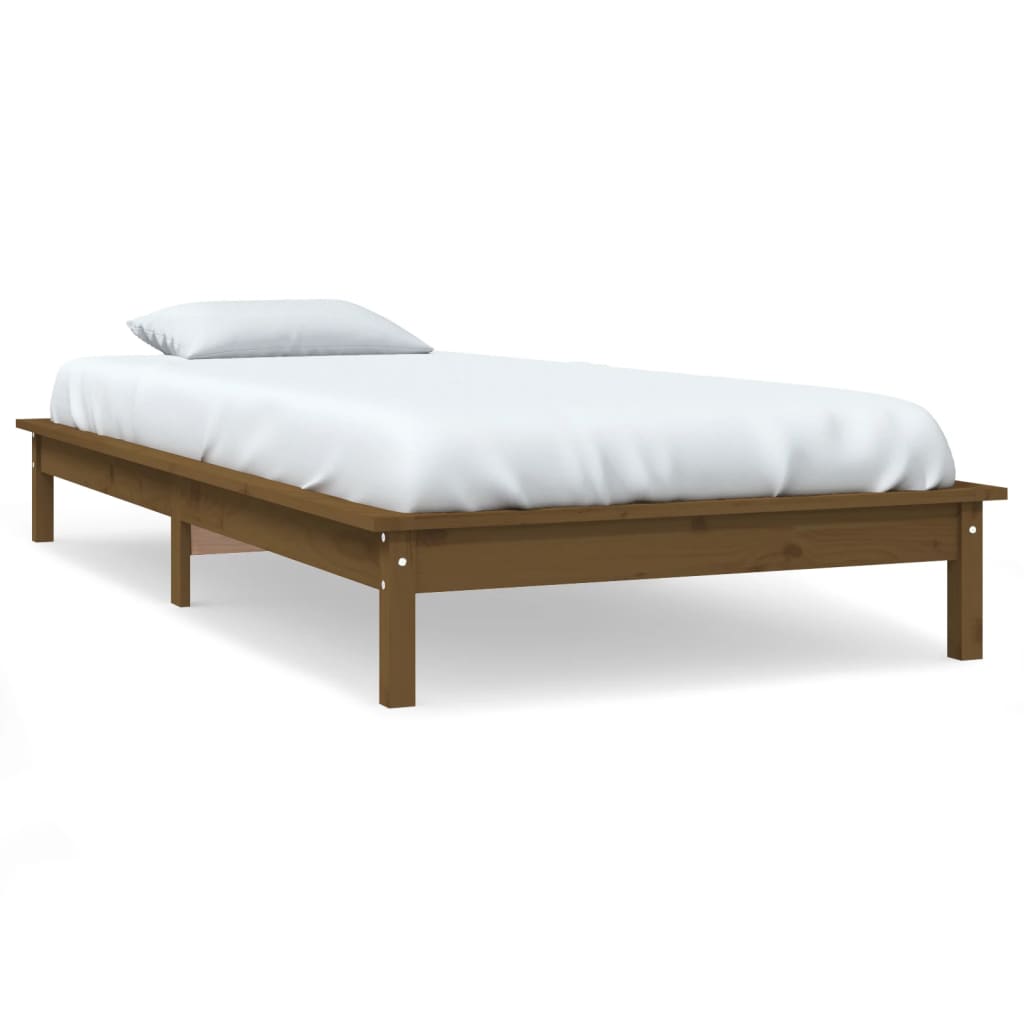 Cadre de lit sans matelas marron miel bois massif - XIOS