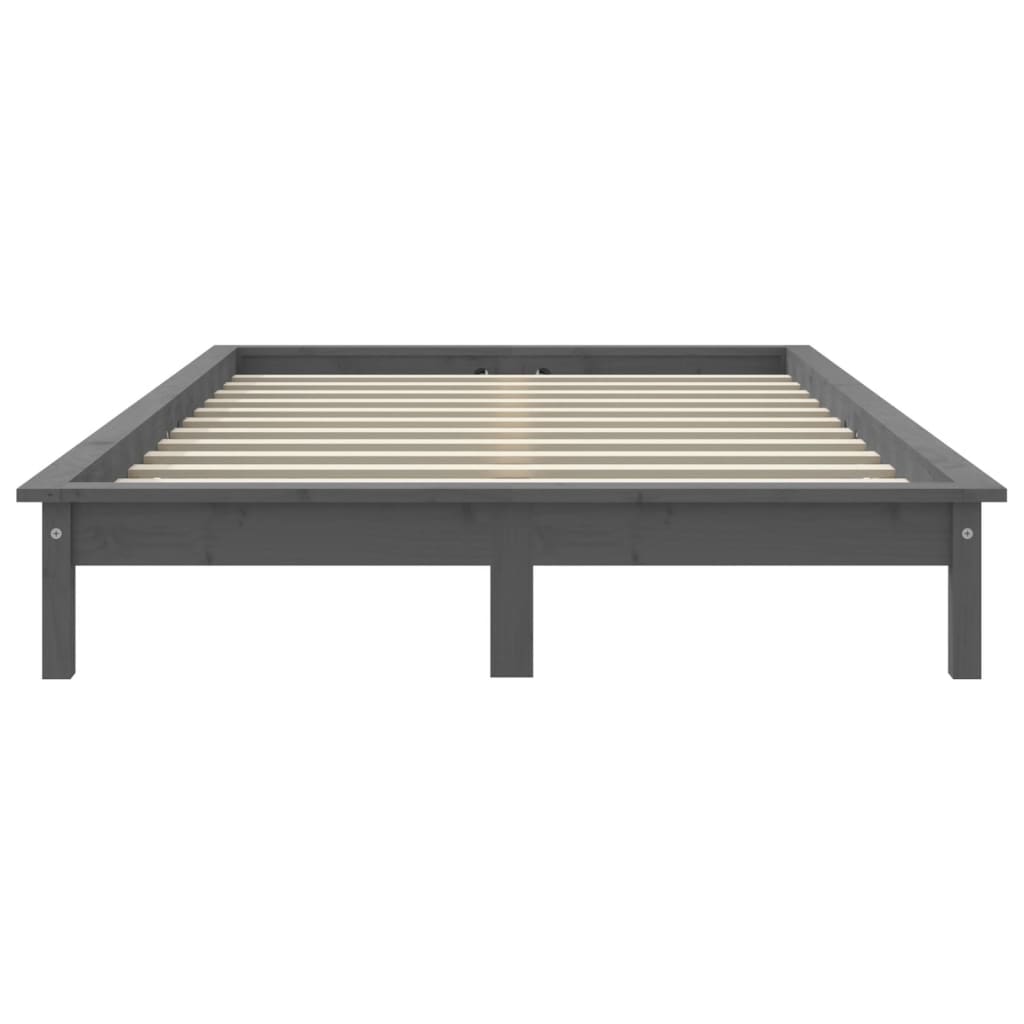 Cadre de lit sans matelas gris bois massif - XIOS