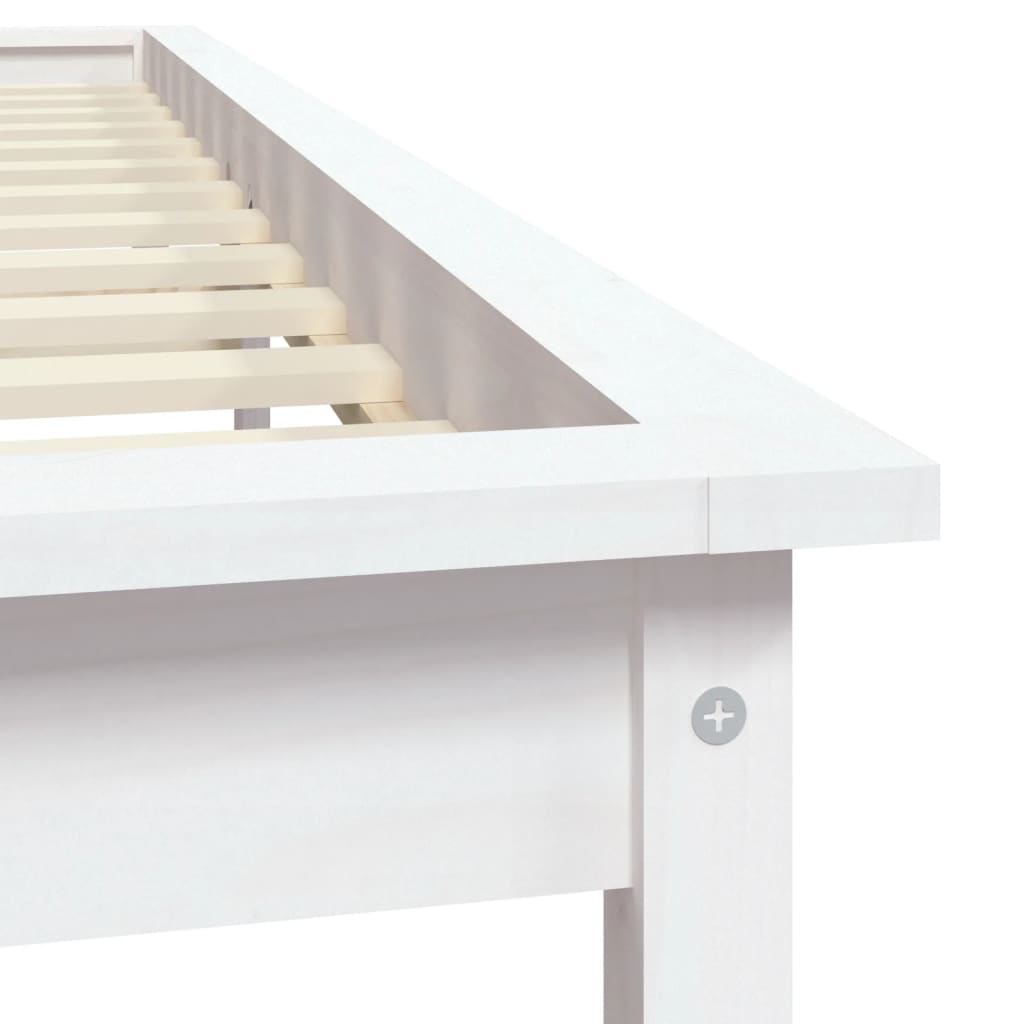 Cadre de lit sans matelas blanc 140x190 cm bois de pin massif - XIOS