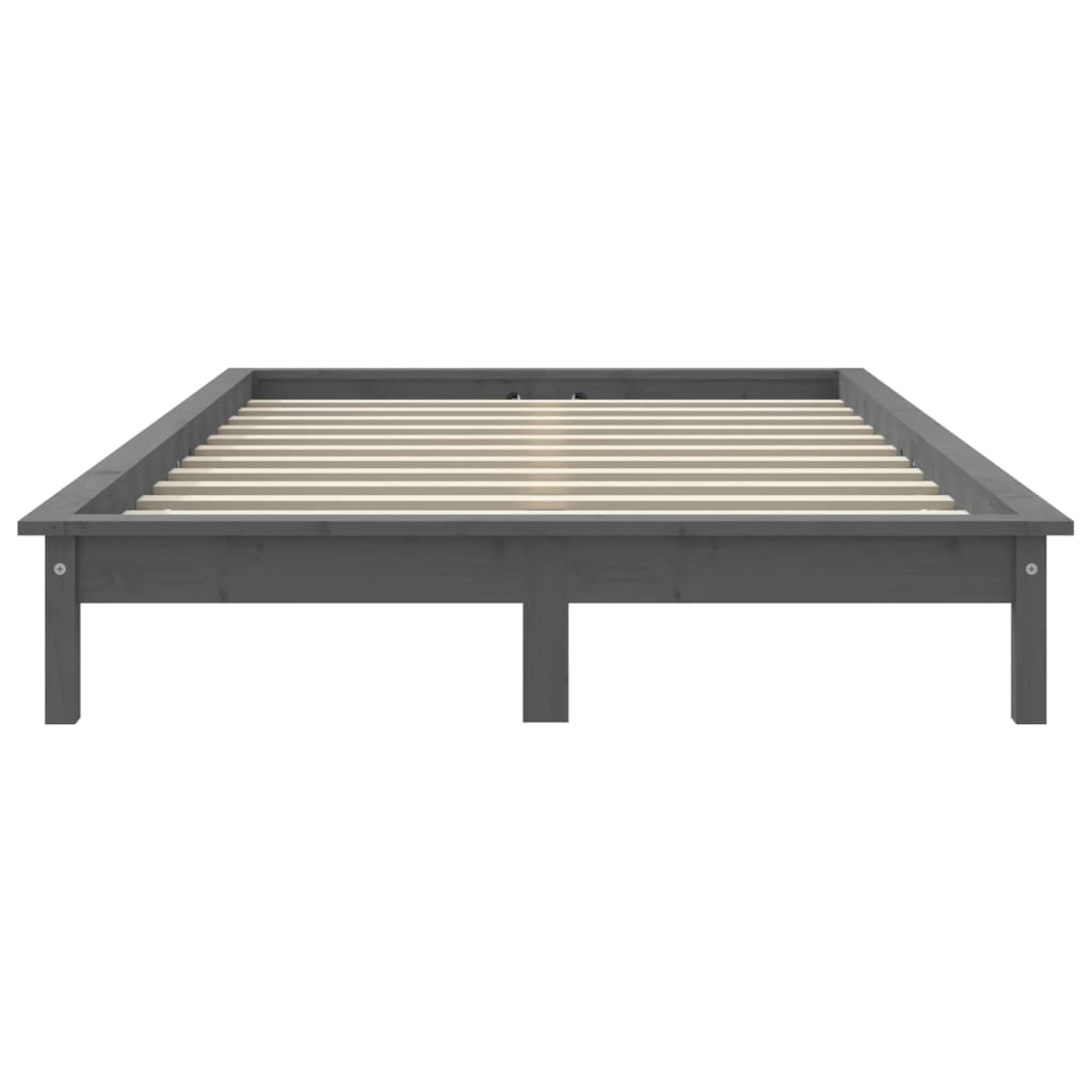 Cadre de lit sans matelas gris 140x190 cm bois de pin massif - XIOS
