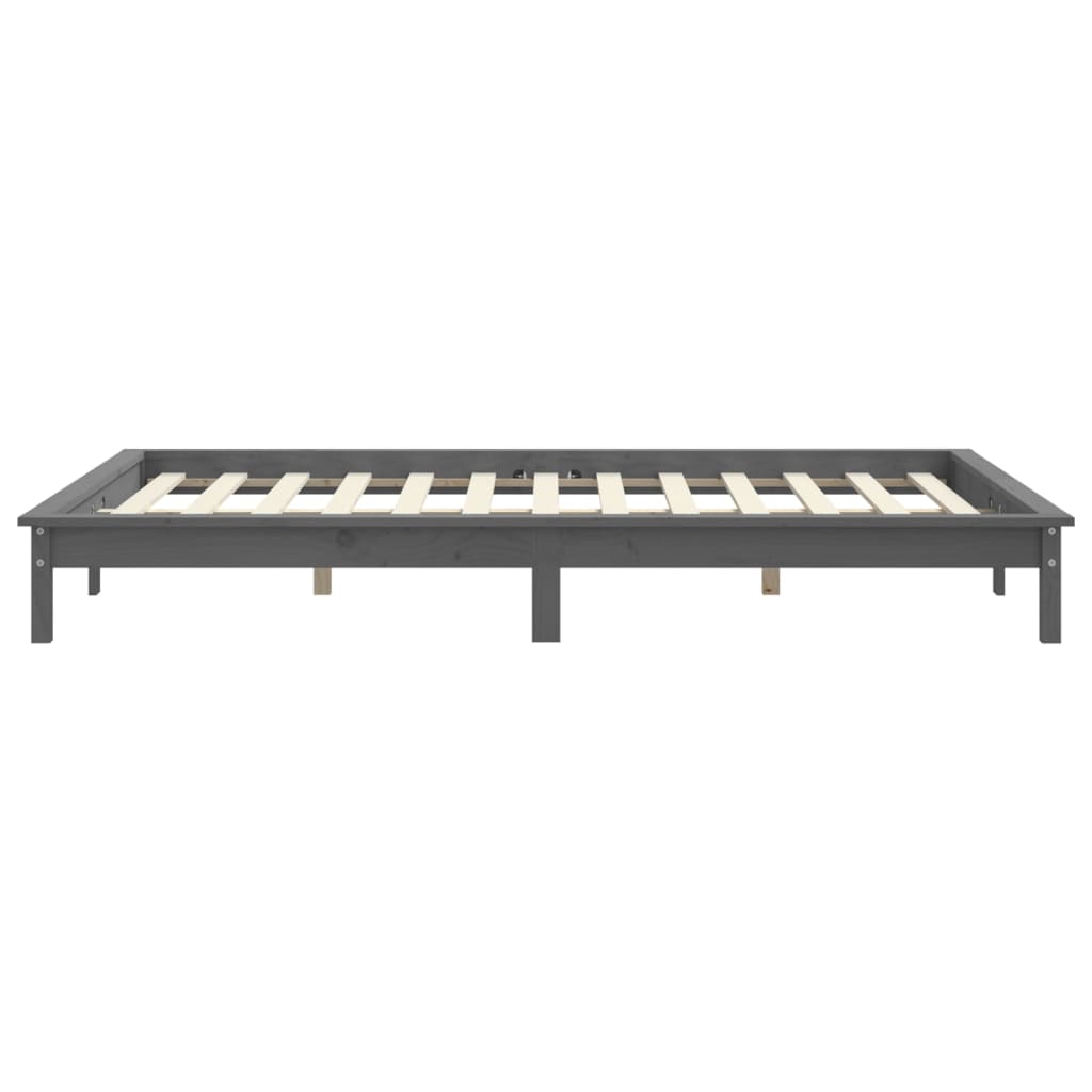 Cadre de lit sans matelas gris 140x190 cm bois de pin massif - XIOS
