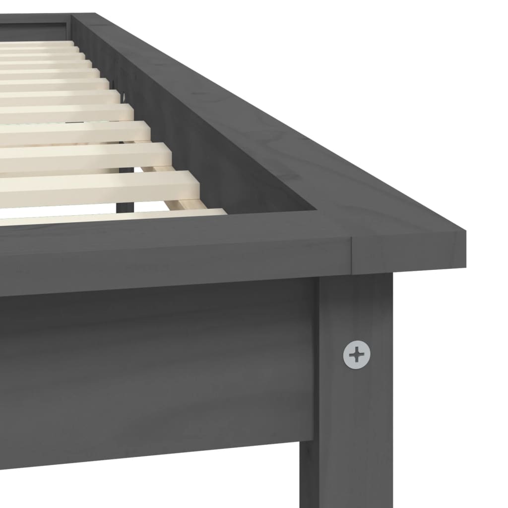 Cadre de lit sans matelas gris 140x190 cm bois de pin massif - XIOS