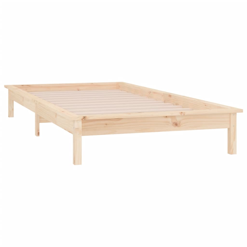 Cadre de lit à LED sans matelas 90x200 cm bois massif - XIOS