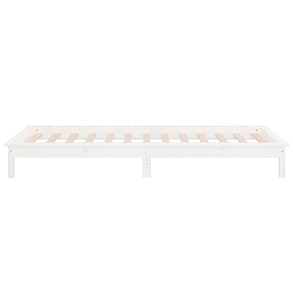 Cadre de lit à LED sans matelas blanc 90x200 cm bois massif - XIOS