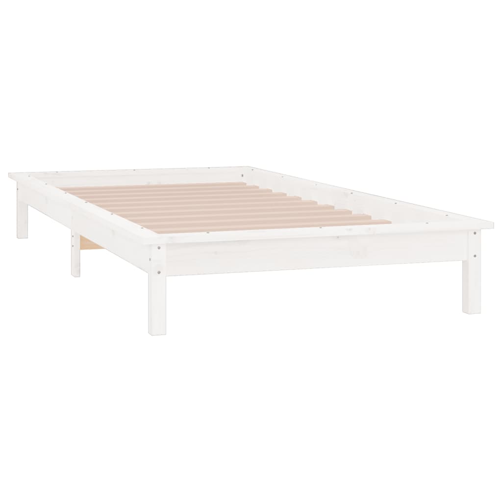 Cadre de lit à LED sans matelas blanc 100x200 cm bois massif - XIOS