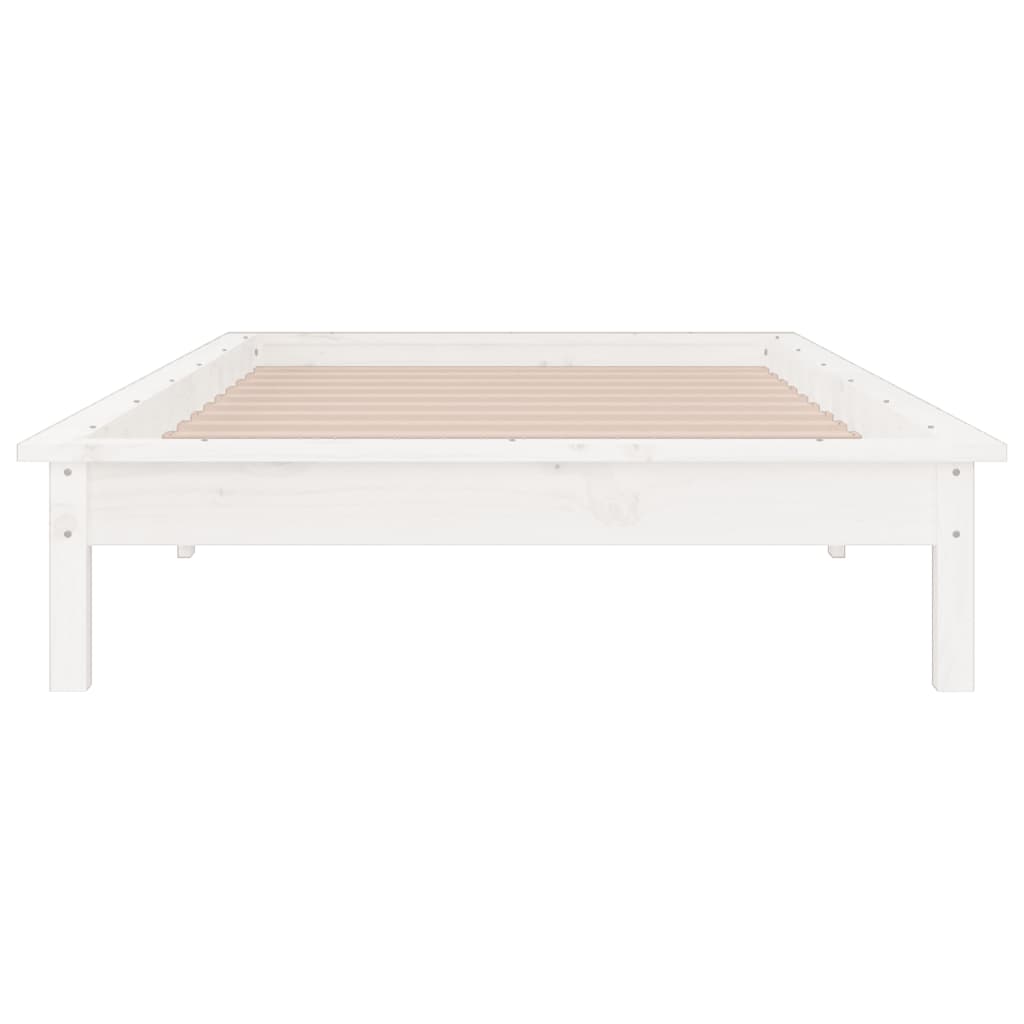 Cadre de lit à LED sans matelas blanc 100x200 cm bois massif - XIOS