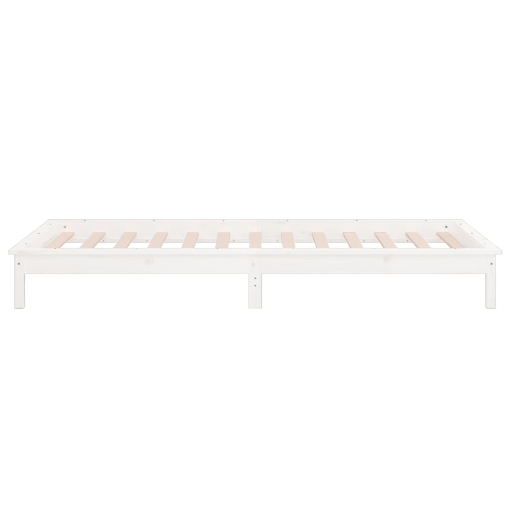Cadre de lit à LED sans matelas blanc 100x200 cm bois massif - XIOS