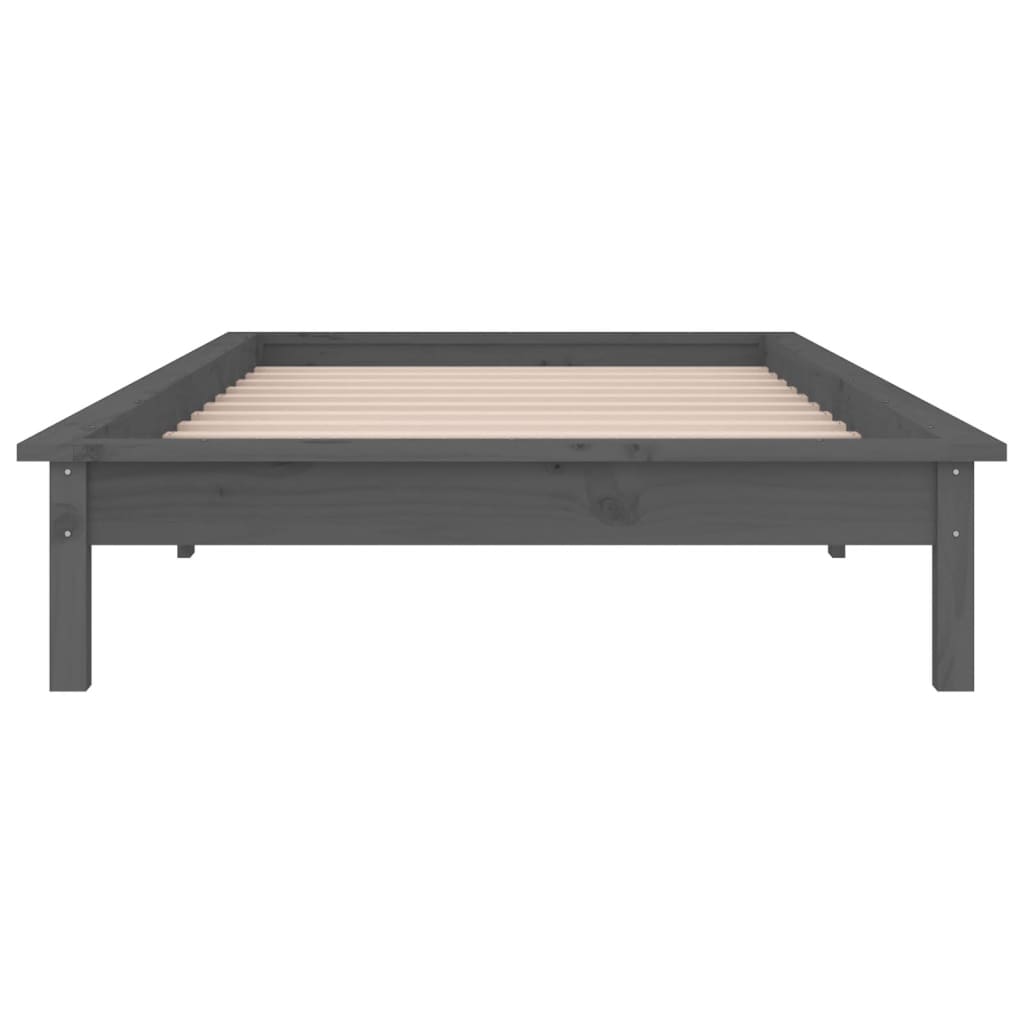 Cadre de lit à LED sans matelas gris 100x200 cm bois massif - XIOS