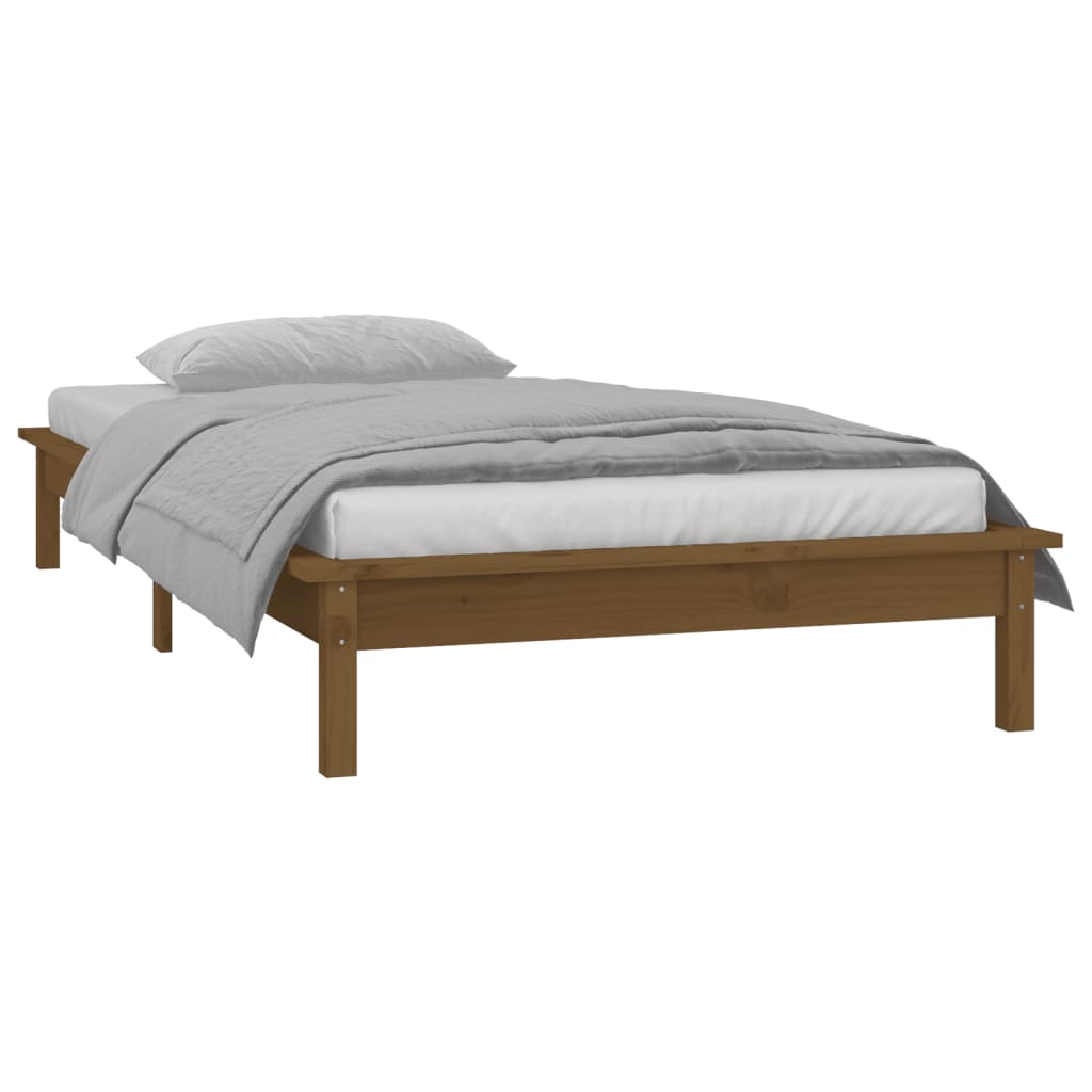 Cadre de lit à LED sans matelas 100x200 cm bois massif - XIOS