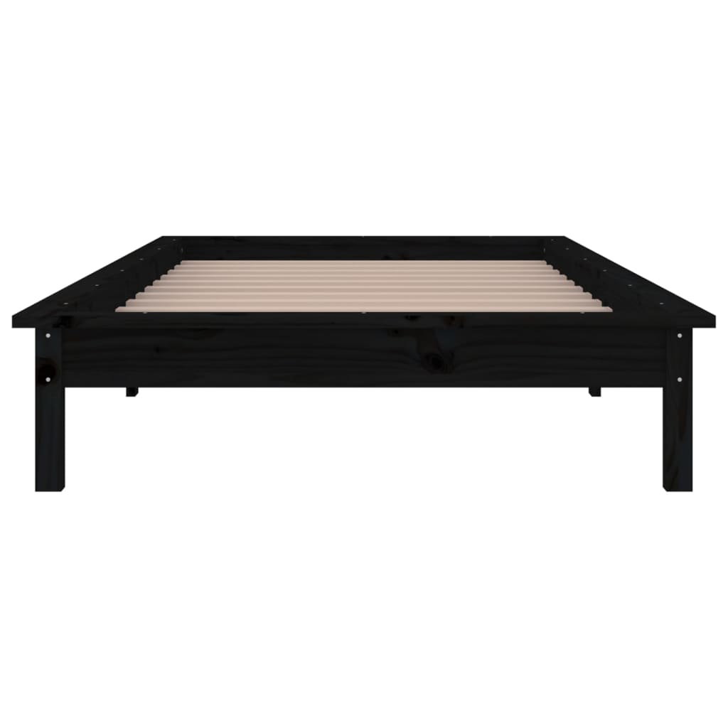 Cadre de lit à LED sans matelas noir 100x200 cm bois massif - XIOS