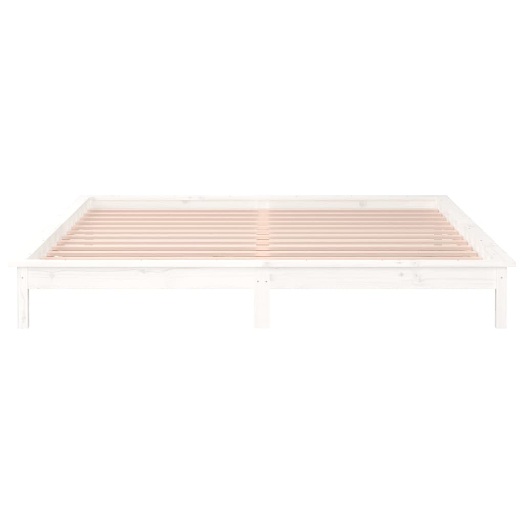 Cadre de lit à LED sans matelas blanc 120x200 cm bois massif - XIOS
