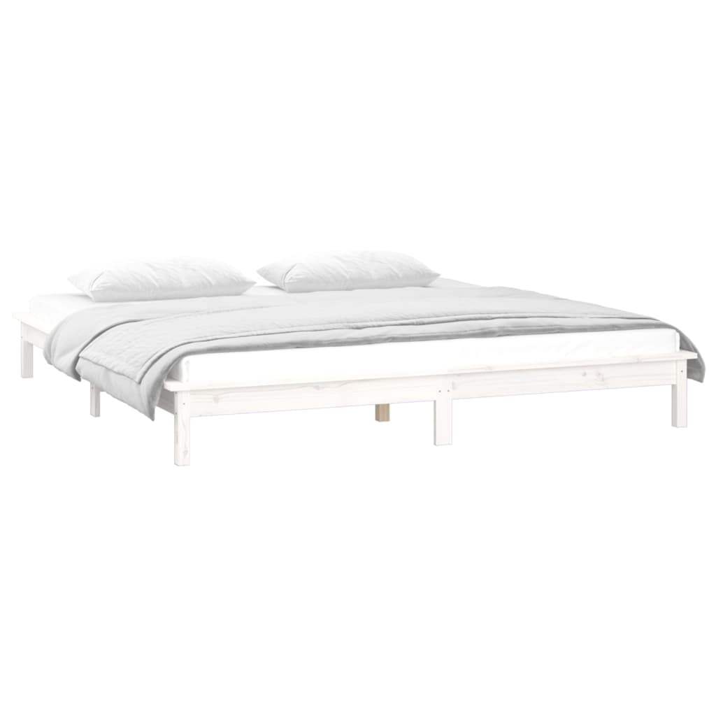 Cadre de lit à LED sans matelas blanc 140x200 cm bois massif - XIOS