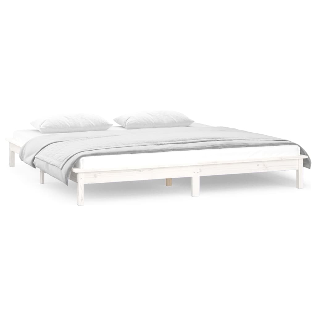 Cadre de lit à LED sans matelas blanc 180x200 cm bois massif - XIOS