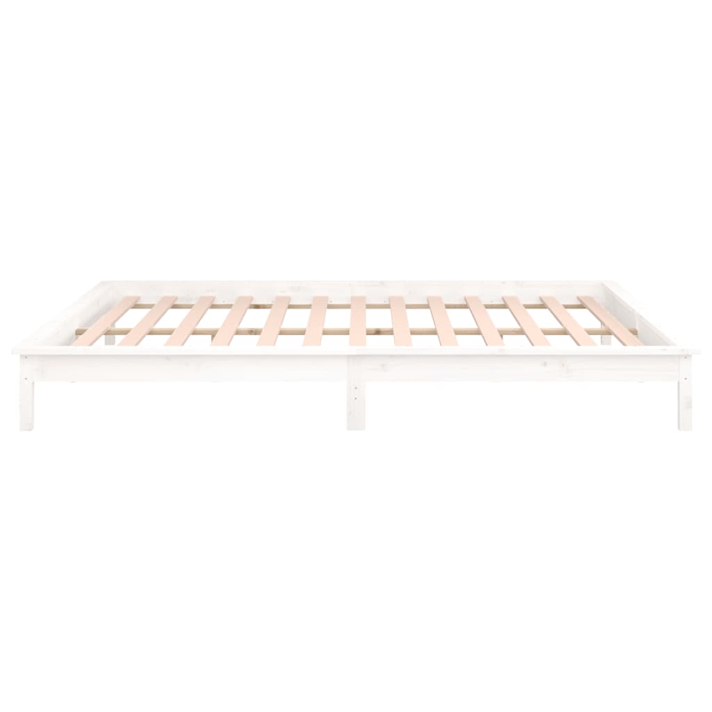 Cadre de lit à LED sans matelas blanc 180x200 cm bois massif - XIOS