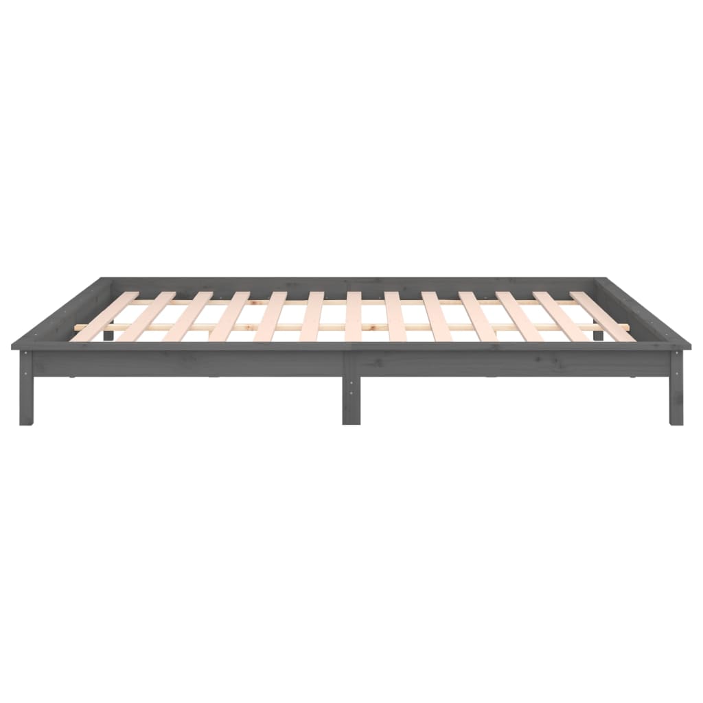 Cadre de lit à LED sans matelas gris 200x200 cm bois massif - XIOS