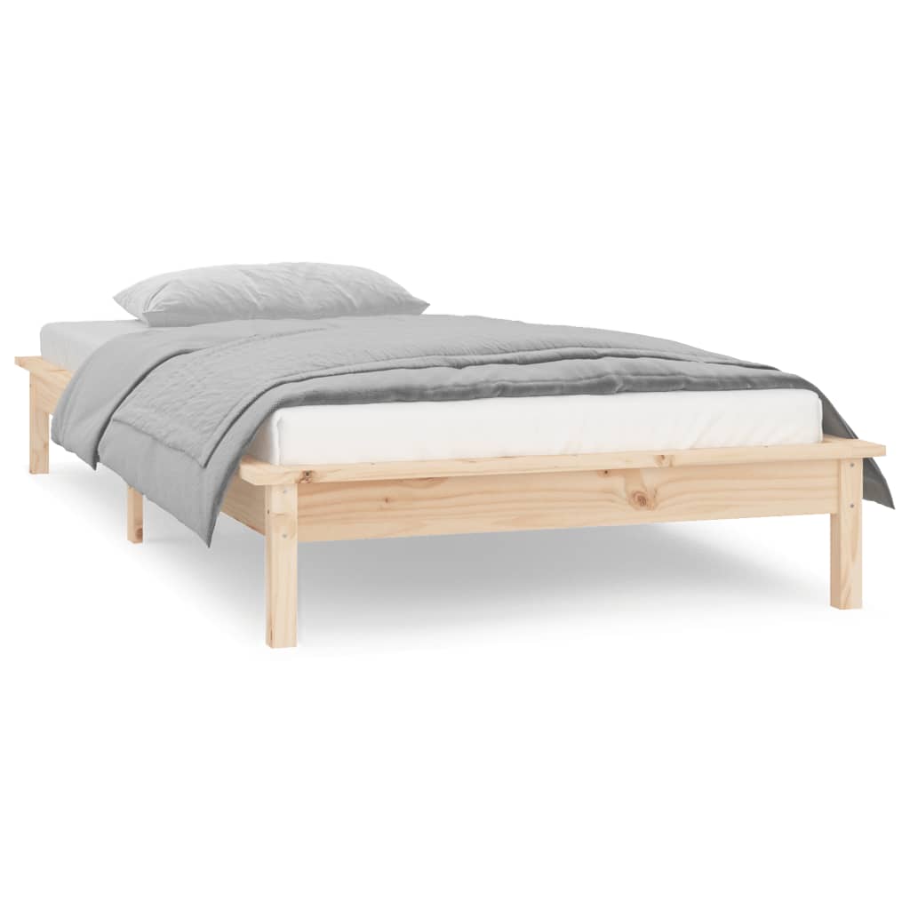 Cadre de lit à LED 75x190 cm petit simple bois massif - XIOS