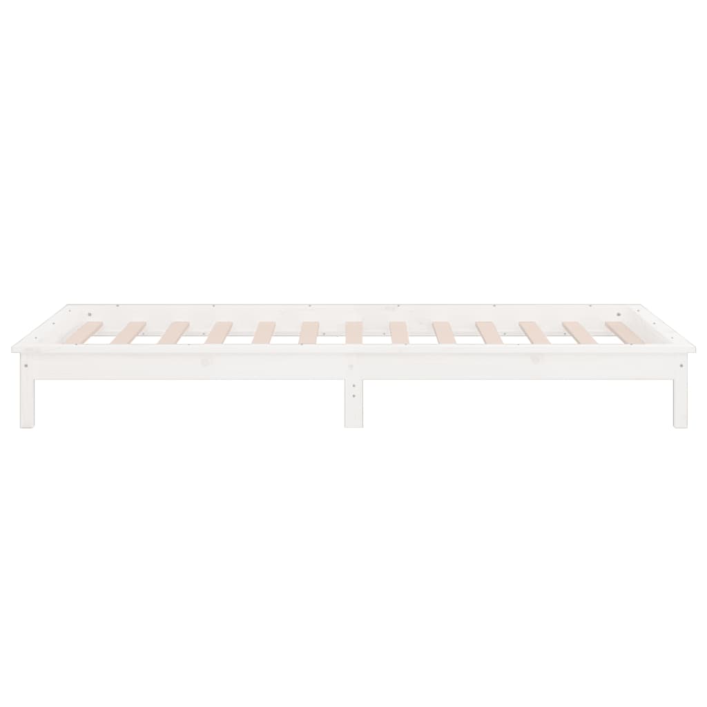 Cadre de lit à LED sans matelas blanc 75x190 cm bois massif - XIOS