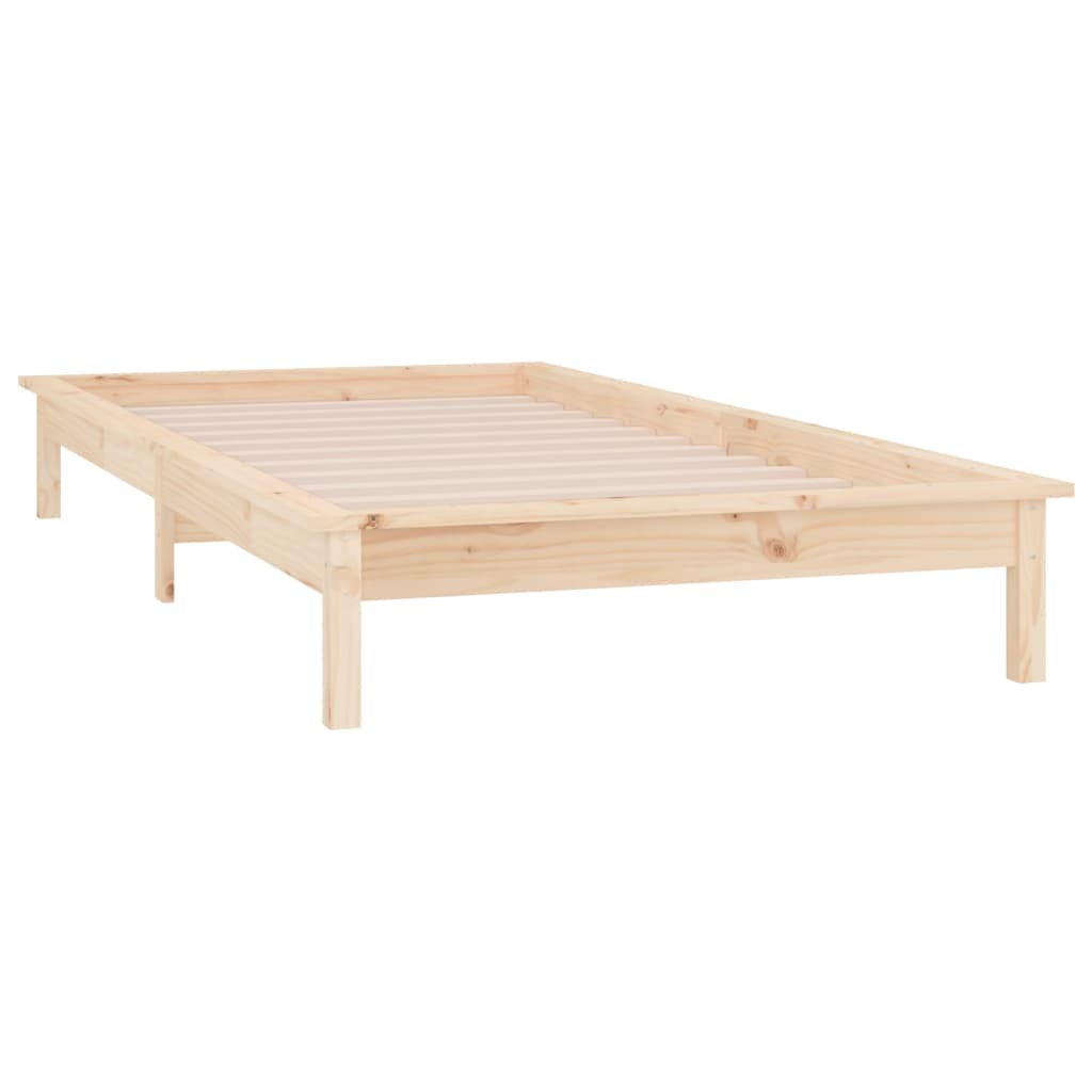 Cadre de lit à LED sans matelas 90x190 cm bois massif - XIOS
