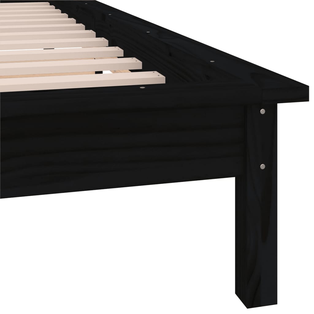 Cadre de lit à LED sans matelas noir 90x190 cm bois massif - XIOS