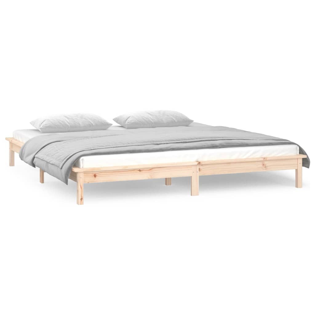 Cadre de lit à LED sans matelas 120x190 cm bois massif - XIOS