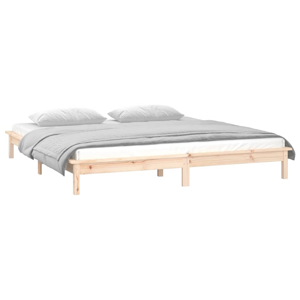 Cadre de lit à LED sans matelas 120x190 cm bois massif - XIOS