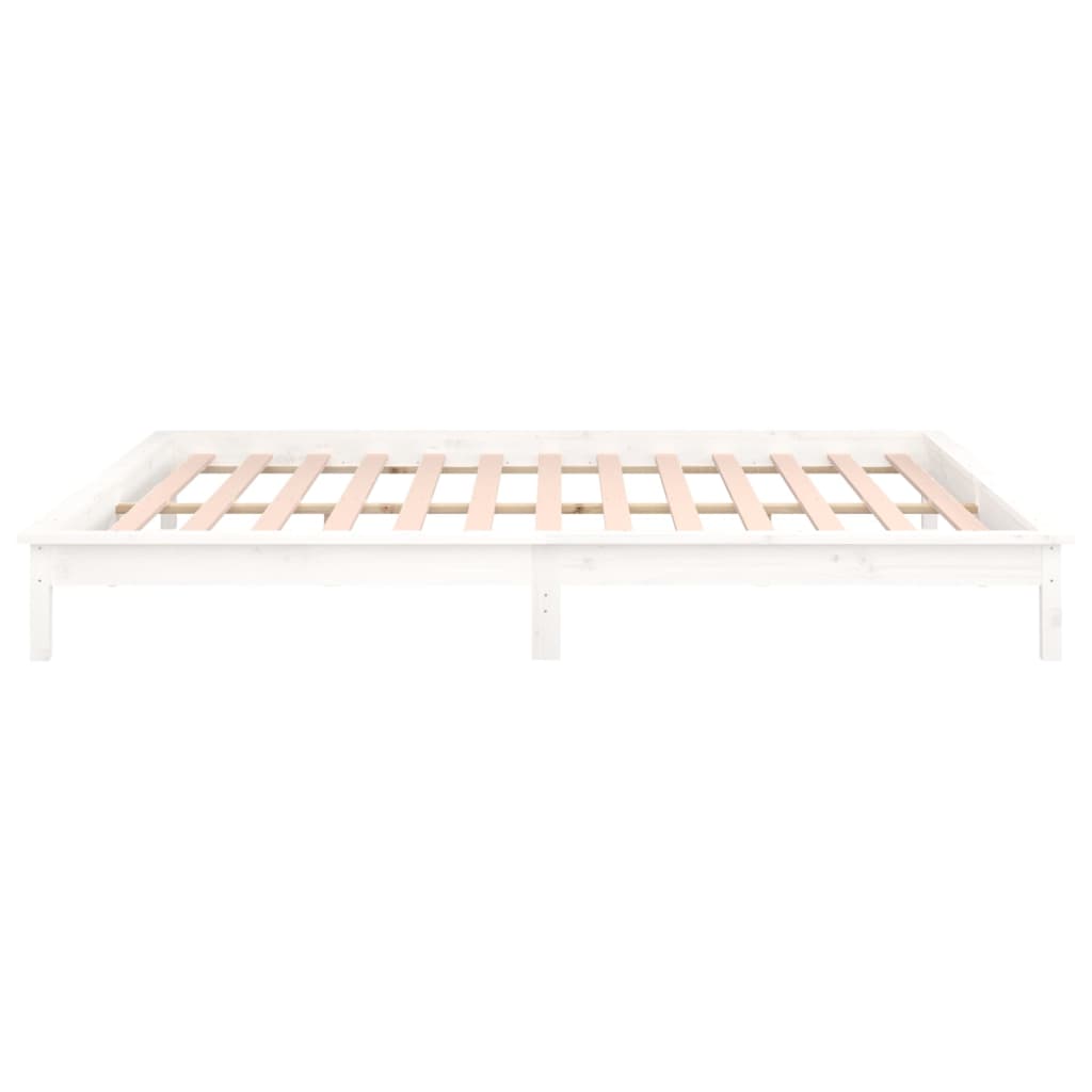 Cadre de lit à LED blanc 120x190 cm petit double bois massif - XIOS