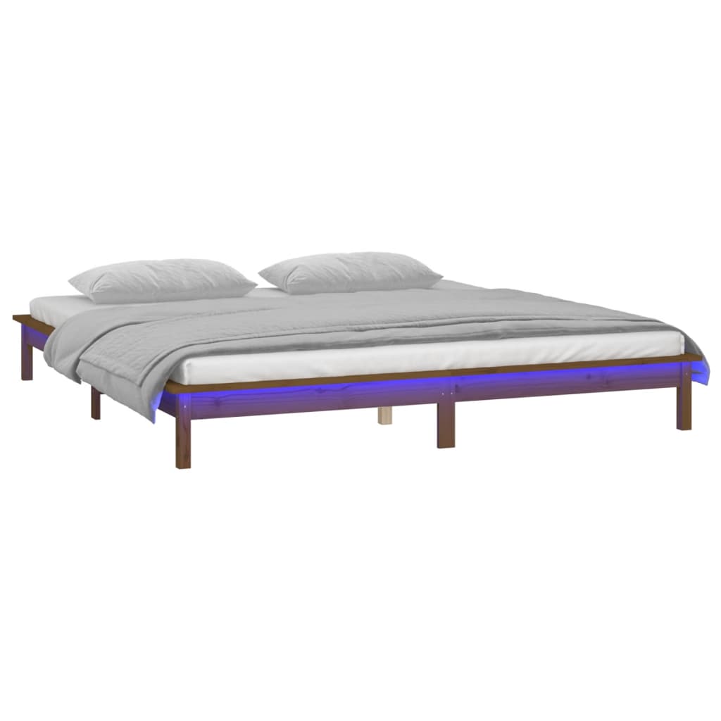 Cadre de lit à LED sans matelas 120x190 cm bois massif - XIOS