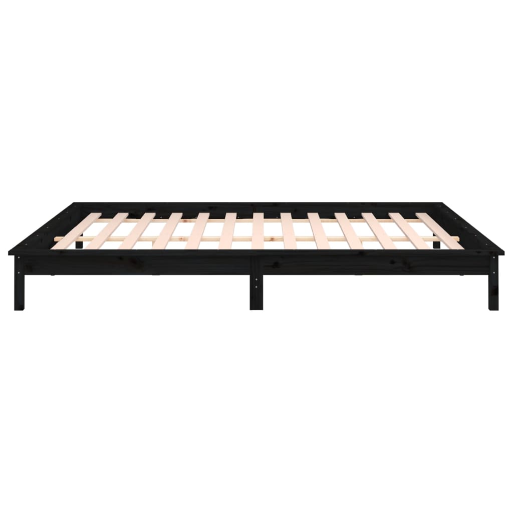Cadre de lit à LED sans matelas noir 120x190 cm bois massif - XIOS